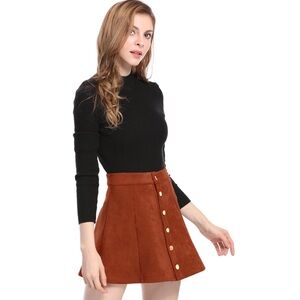 Nwt Allegra k Mahogany Brown Skirt with Gold Buttons Size large